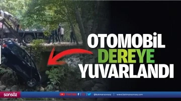 Otomobil dereye yuvarlandı