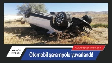 Otomobil şarampole yuvarlandı!