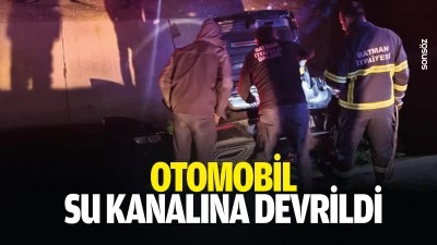 Otomobil, su kanalına devrildi