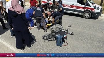 Otomobilin &ccedil;arptığı bisikletin s&uuml;r&uuml;c&uuml;s&uuml; yaralandı
