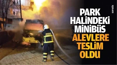 Park halindeki minib&uuml;s alevlere teslim oldu