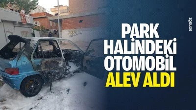 Park halindeki otomobil alev aldı