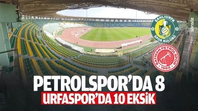 Petrolspor&rsquo;da 8, Urfaspor&rsquo;da 10 eksik