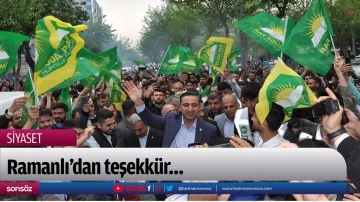 Ramanlı&rsquo;dan teşekk&uuml;r&hellip;