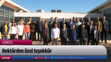 Rekt&ouml;rden &ouml;zel teşekk&uuml;r