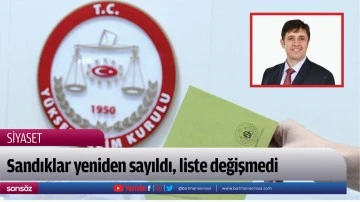 Sandıklar yeniden sayıldı, liste değişmedi