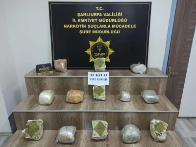 Şanlıurfa'da 32 kilogram esrar ele ge&ccedil;irildi