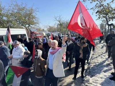 Şanlıurfa'da Filistin'e destek y&uuml;r&uuml;y&uuml;ş&uuml; ger&ccedil;ekleştirildi