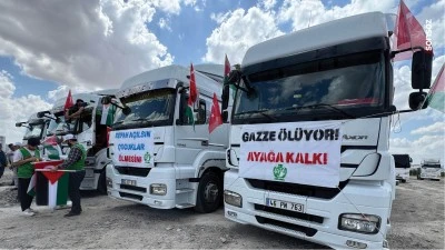 Şanlıurfa'da "Refah a&ccedil;ılsın, &ccedil;ocuklar &ouml;lmesin" tır konvoyu d&uuml;zenlendi