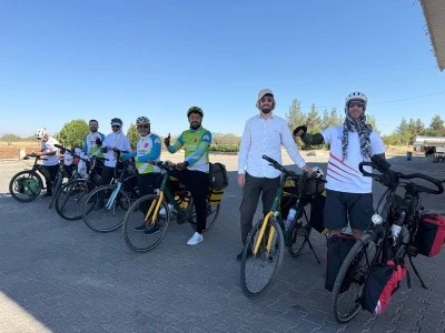 Şanlıurfalı bisiklet&ccedil;iler orman yangınlarına dikkat &ccedil;ekmek i&ccedil;in pedal &ccedil;evirdi