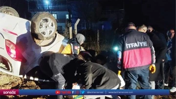 Şarampole devrilen aracın s&uuml;r&uuml;c&uuml;s&uuml; yaralandı