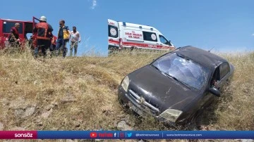 Şarampole devrilen otomobilin s&uuml;r&uuml;c&uuml;s&uuml; yaralandı