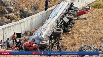 Şarampole devrilen tankerin s&uuml;r&uuml;c&uuml;s&uuml; yaralandı
