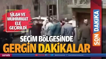 Se&ccedil;im b&ouml;lgesinde gergin dakikalar; Silah ve m&uuml;himmat ele ge&ccedil;irildi