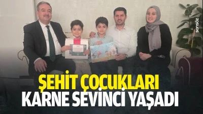 Şehit &ccedil;ocukları karne sevinci yaşadı