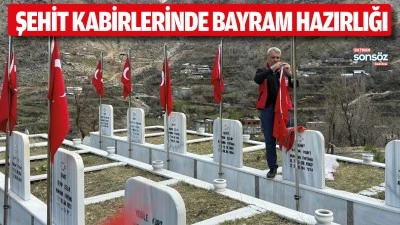 Şehit kabirlerinde bayram hazırlığı