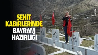 Şehit kabirlerinde bayram hazırlığı