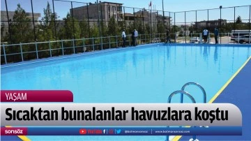 Sıcaktan bunalanlar havuzlara koştu