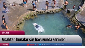 Sıcaktan bunalar s&uuml;s havuzunda serinledi