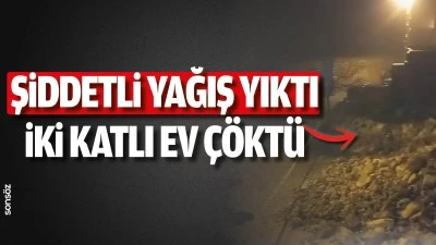 Şiddetli Yağış Yıktı: İki Katlı Ev &Ccedil;&ouml;kt&uuml;