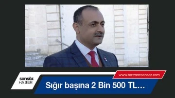 Sığır başına 2 Bin 500 TL&hellip;