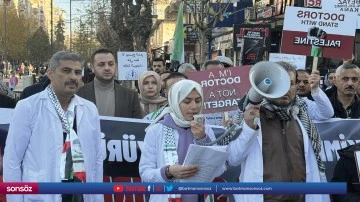 Siirt'te sağlık &ccedil;alışanları Gazze i&ccedil;in y&uuml;r&uuml;d&uuml;