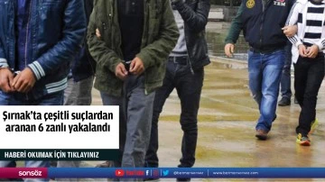 Şırnak'ta &ccedil;eşitli su&ccedil;lardan aranan 6 zanlı yakalandı