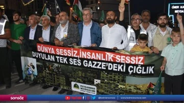Şırnak'ta Filistin'e destek i&ccedil;in y&uuml;r&uuml;y&uuml;ş&uuml; yapıldı