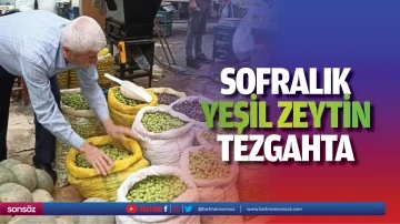 Sofralık yeşil zeytin, tezgahta