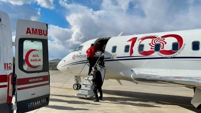 Solunum sıkıntısı &ccedil;eken bebek ambulans u&ccedil;akla Ankara'ya g&ouml;t&uuml;r&uuml;ld&uuml;