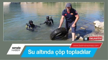 Su altında &ccedil;&ouml;p topladılar