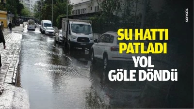 Su hattı patladı, yol g&ouml;le d&ouml;nd&uuml;