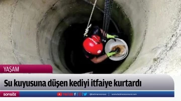 Su kuyusuna d&uuml;şen kediyi itfaiye kurtardı