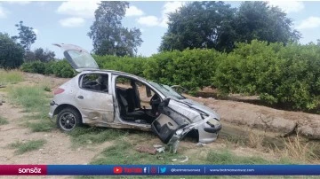 Sulama kanalına devrilen otomobildeki 5 kişi yaralandı
