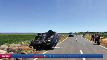 Takla atan otomobildeki 4 kişi yaralandı