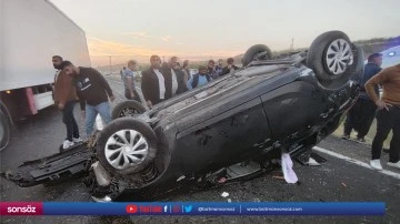 Takla atan otomobildeki 6 kişi yaralandı