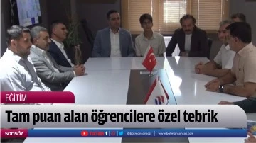 Tam puan alan &ouml;ğrencilere &ouml;zel tebrik