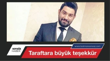 Taraftara b&uuml;y&uuml;k teşekk&uuml;r