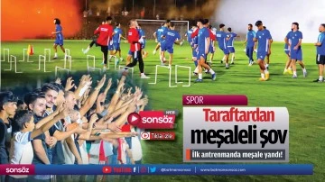 Taraftardan meşaleli şov