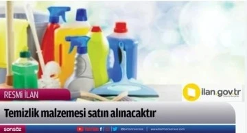 Temizlik malzemesi satın alınacaktır