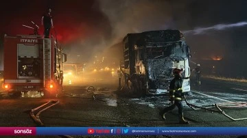 Tırda seyir halindeyken &ccedil;ıkan yangın s&ouml;nd&uuml;r&uuml;ld&uuml;