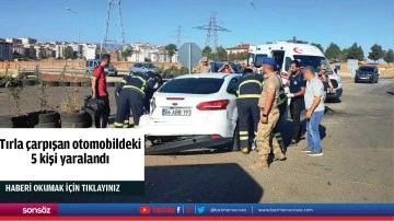 Tırla &ccedil;arpışan otomobildeki 5 kişi yaralandı