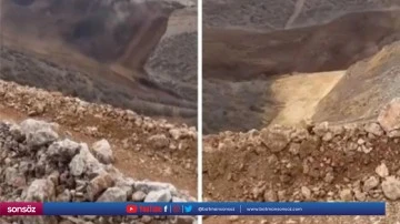 Toprak kayması anı g&uuml;venlik kamerasında