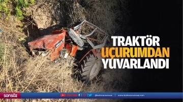Trakt&ouml;r u&ccedil;urumdan yuvarlandı