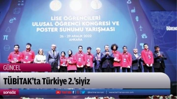 T&Uuml;BİTAK&rsquo;ta T&uuml;rkiye 2.&rsquo;siyiz