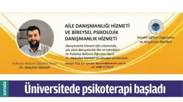 &Uuml;NİVERSİTEDE PSİKOTERAPİ BAŞLADI