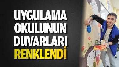 Uygulama okulunun duvarları renklendi