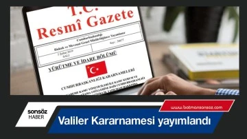 Valiler Kararnamesi yayımlandı