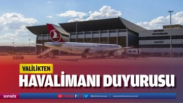 Valilikten havalimanı duyurusu