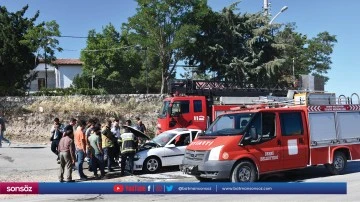 Yanan otomobilde hasar oluştu